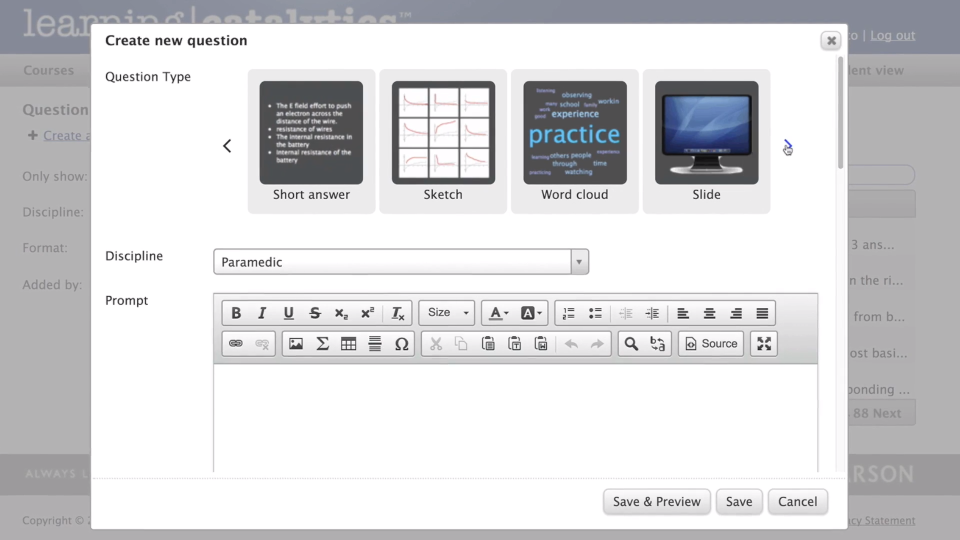 screenshot of Learning Catalytics